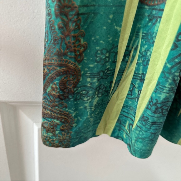 One World Mossy Vintage Green Sublimation Crease Print Dress Women’s Size Medium - Picture 8 of 15